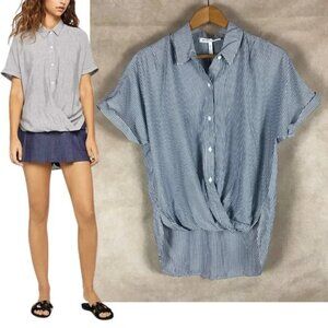 BCBG Striped Button-Front Top NWT XS